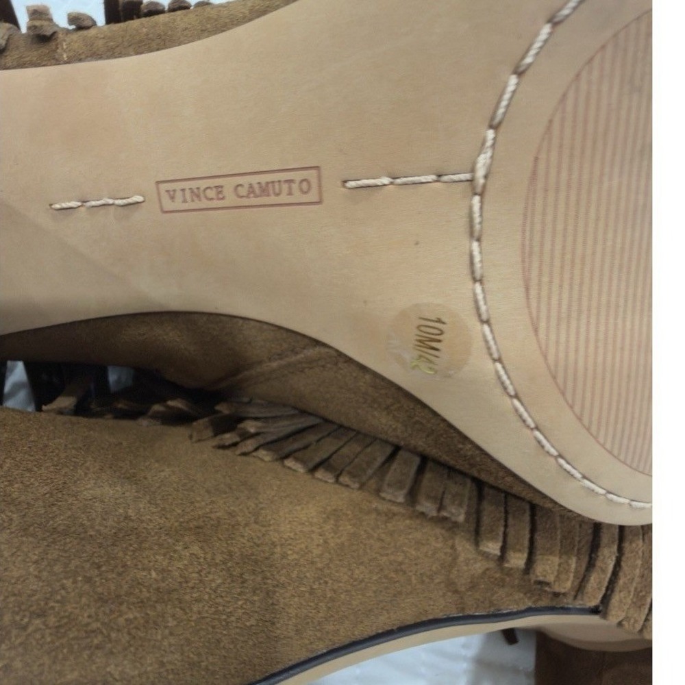 Vince Camuto Women Brown Suede Fringe Ankle Boots Pointed Toe Stiletto Heel 10M - Picture 3 of 8